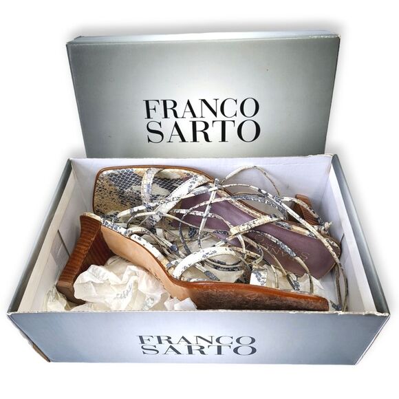 Franco Sarto Diavolo Lace-Up Python Snakeskin Leather Sandals High Heels Sz 10M - Picture 5 of 9